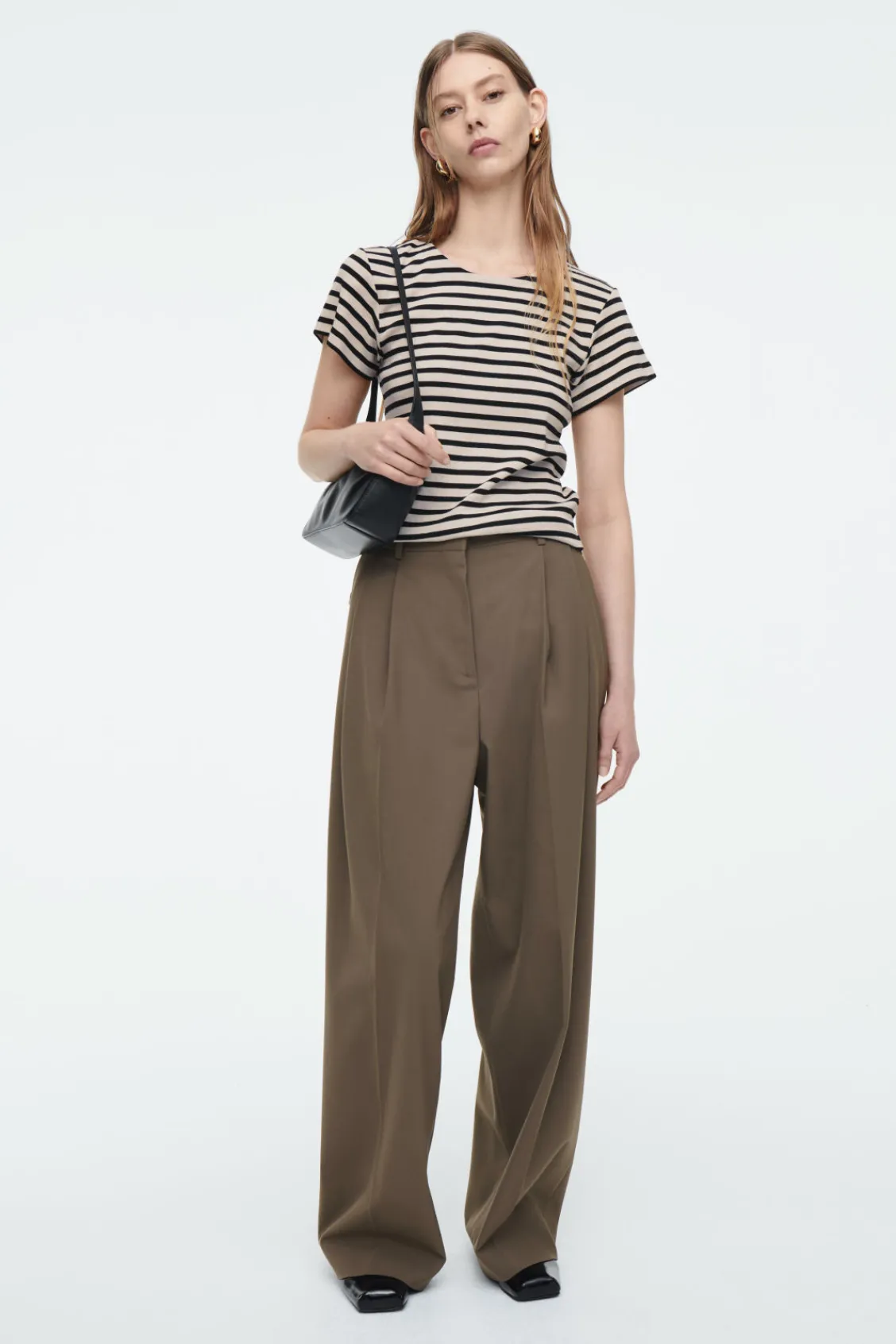 COS SHRUNKEN SLIM RIBBED T-SHIRT-Women Tops | T-Shirts