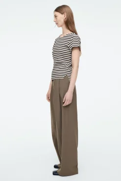 COS SHRUNKEN SLIM RIBBED T-SHIRT-Women Tops | T-Shirts