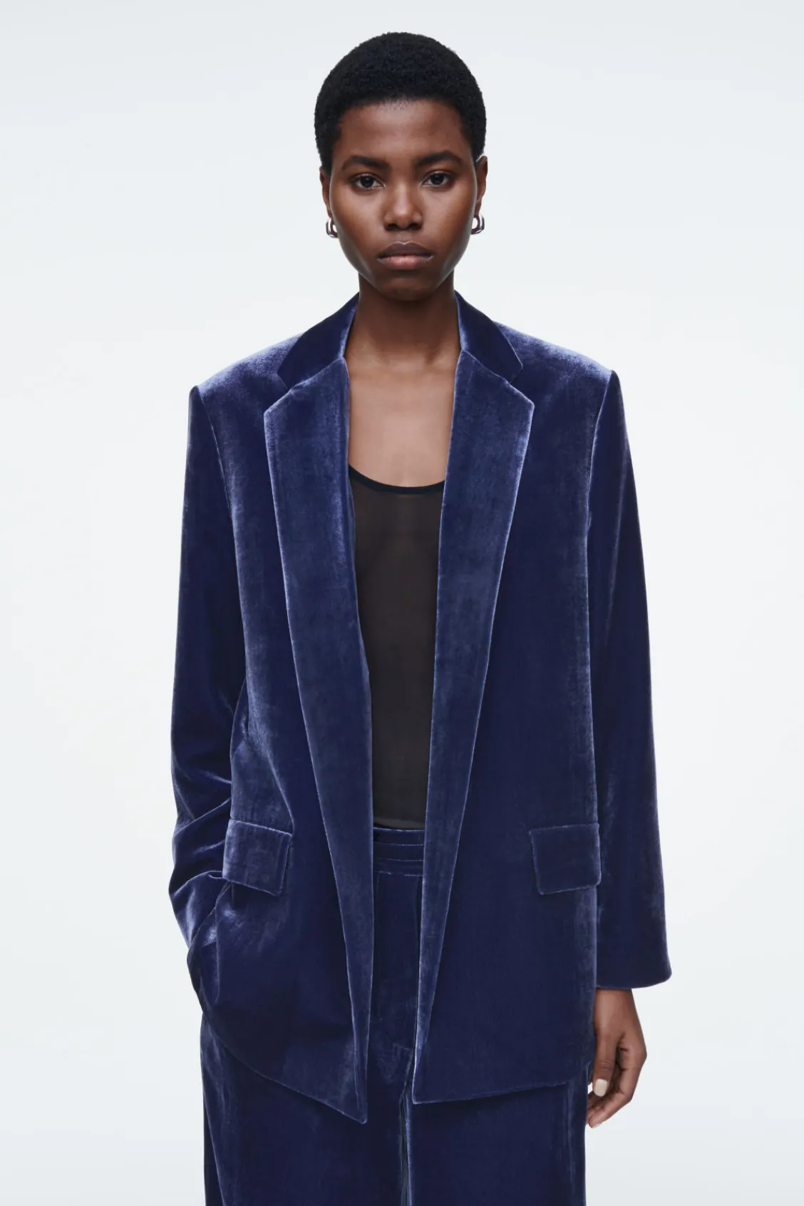 COS SILK-BLEND VELVET BLAZER-Women Vests & Tailoring | Coats & Jackets