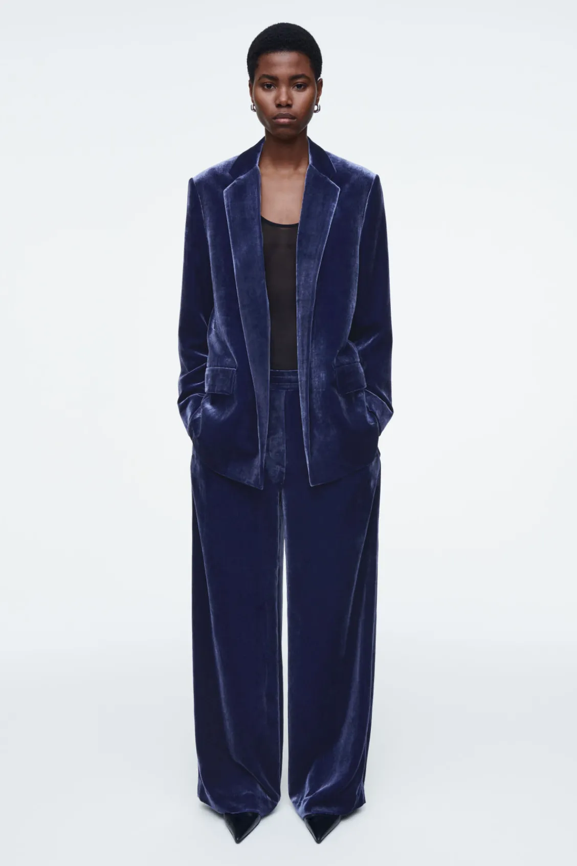 COS SILK-BLEND VELVET BLAZER-Women Vests & Tailoring | Coats & Jackets