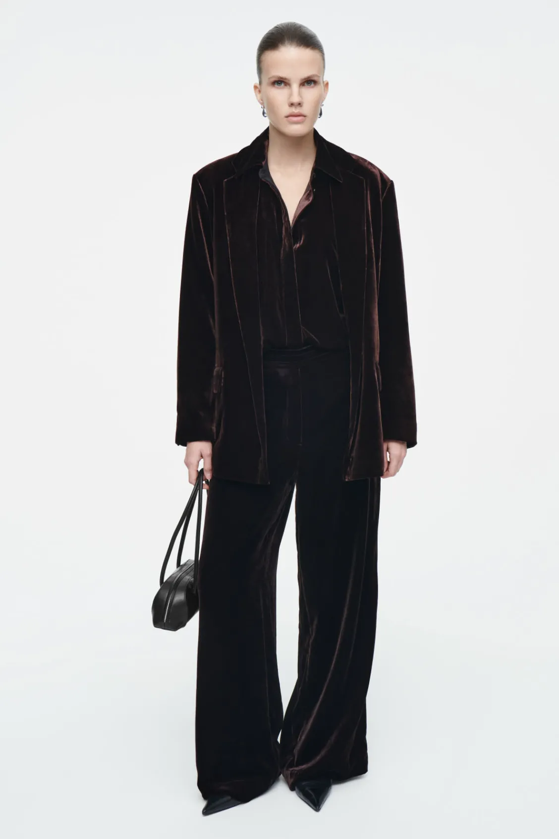 COS SILK-BLEND VELVET SHIRT-Women Shirts & Blouses | Tops