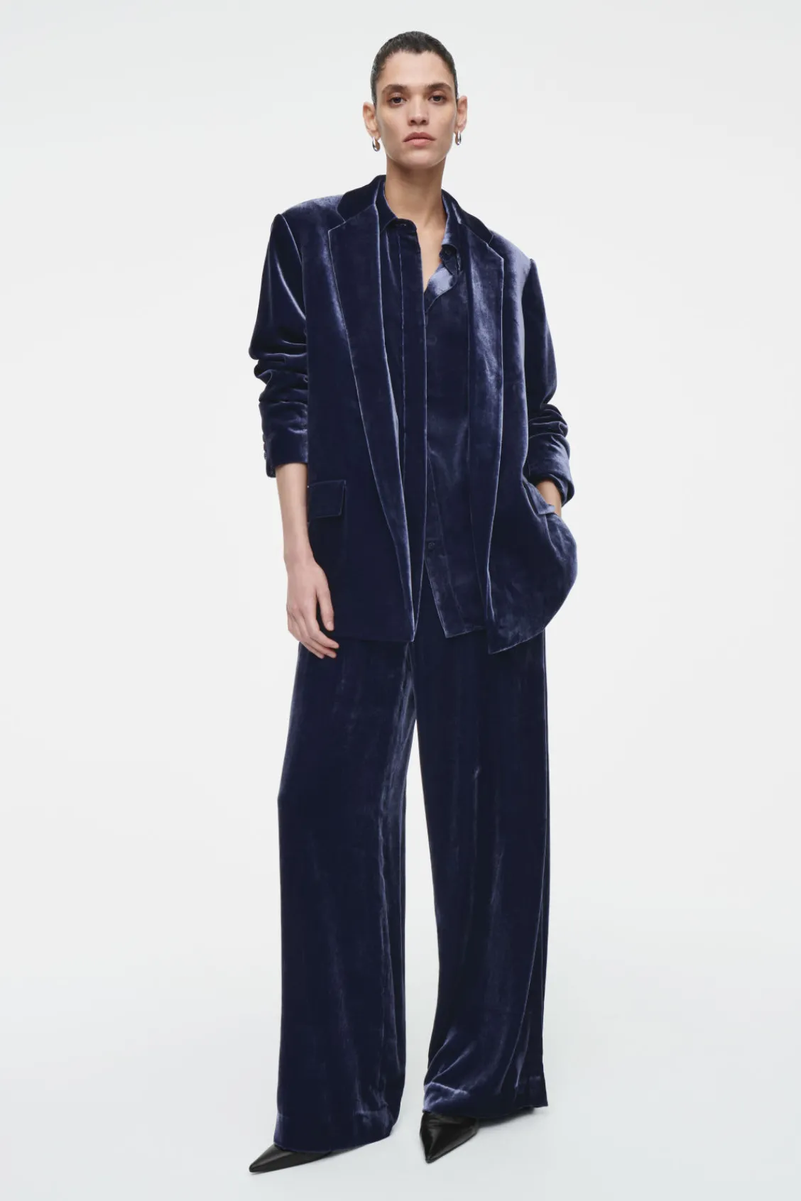COS SILK-BLEND VELVET SHIRT-Women Shirts & Blouses | Tops