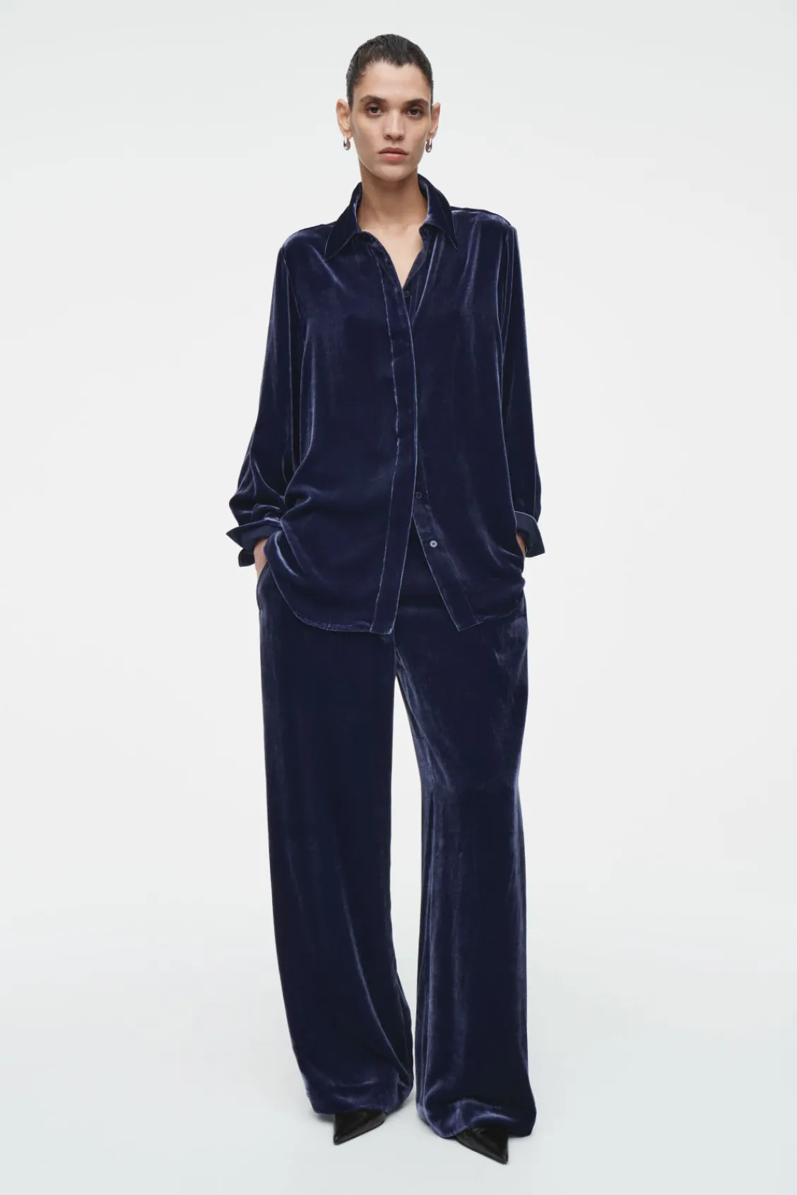 COS SILK-BLEND VELVET SHIRT-Women Shirts & Blouses | Tops