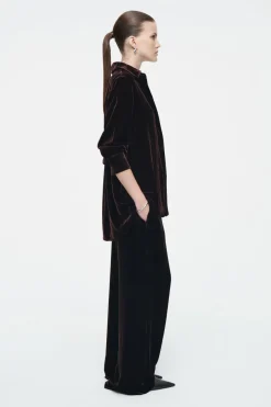 COS SILK-BLEND VELVET SHIRT-Women Shirts & Blouses | Tops