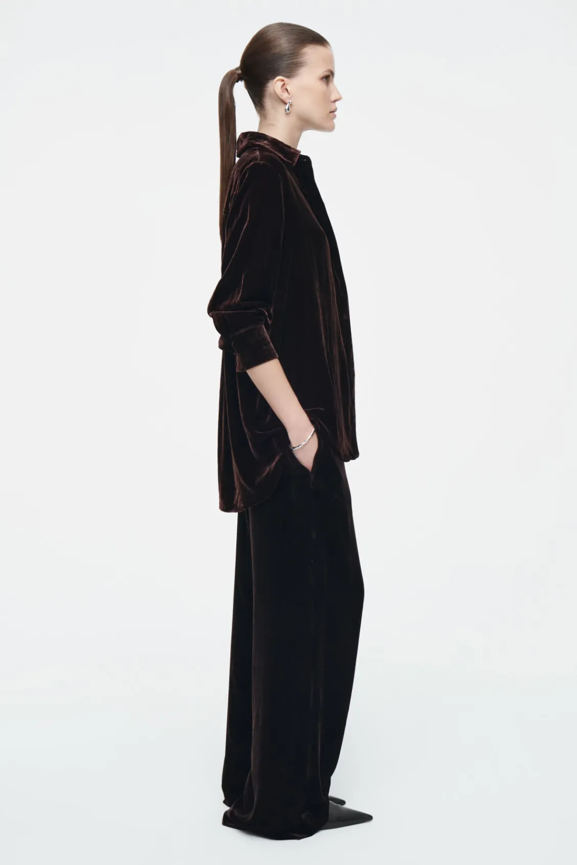 COS SILK-BLEND VELVET SHIRT-Women Shirts & Blouses | Tops