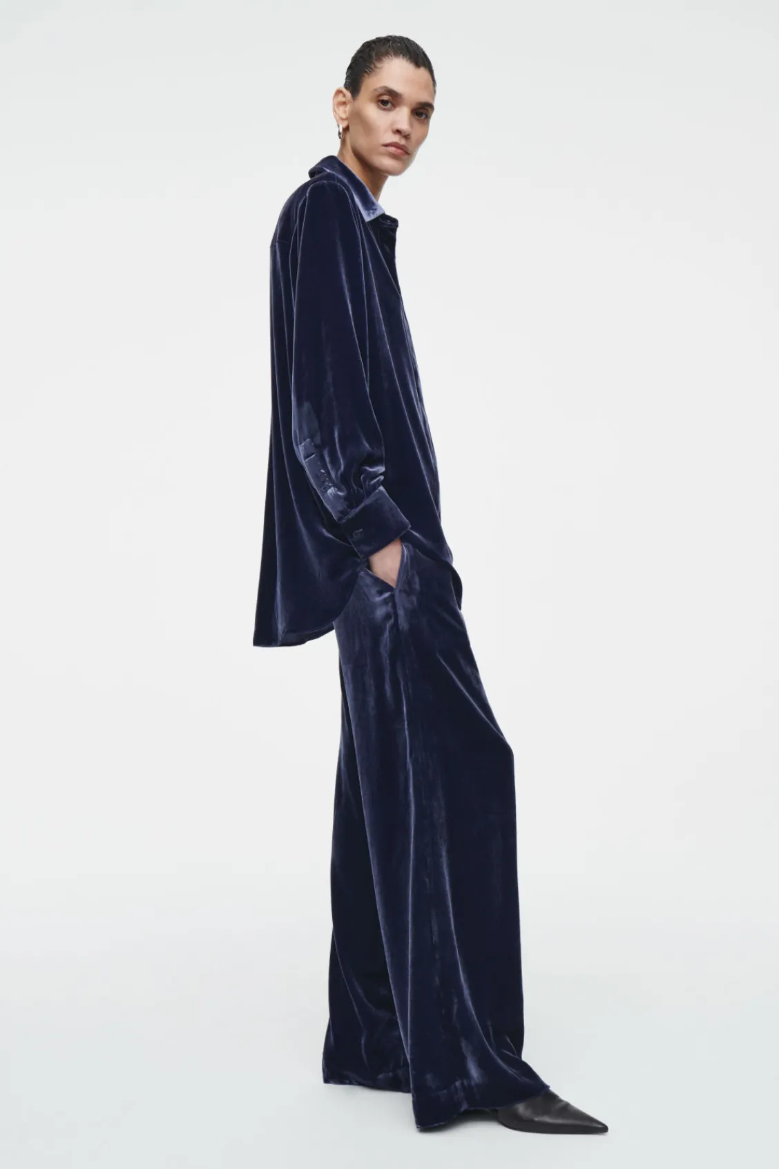 COS SILK-BLEND VELVET SHIRT-Women Shirts & Blouses | Tops