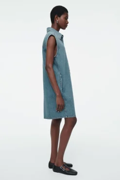 COS SLEEVELESS DENIM MINI SHIRT DRESS-Women Dresses & Jumpsuits