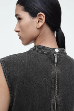 COS SLEEVELESS ZIP-UP DENIM TOP-Women Tops