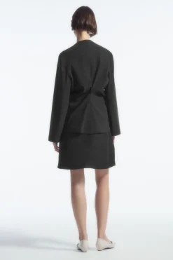 COS SLIM COLLARLESS SINGLE-BREASTED BLAZER-Women Coats & Jackets