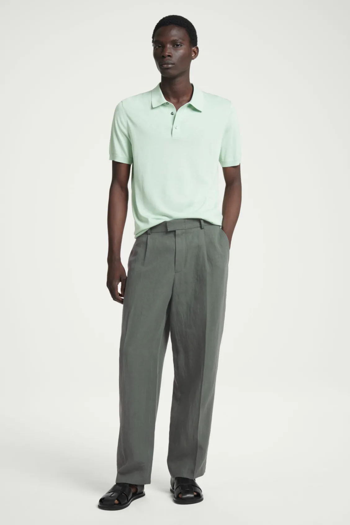 COS SLIM KNITTED SILK POLO SHIRT- Polo Shirts | Sweaters & Cardigans