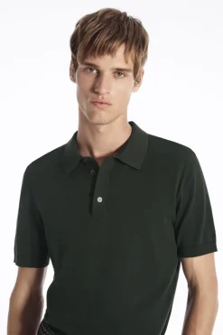 COS SLIM KNITTED SILK POLO SHIRT- Polo Shirts | Sweaters & Cardigans