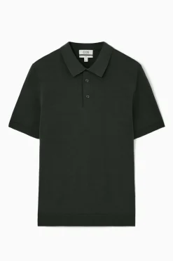 COS SLIM KNITTED SILK POLO SHIRT- Polo Shirts | Sweaters & Cardigans