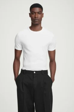 COS SLIM RIBBED COTTON T-SHIRT- T-Shirts