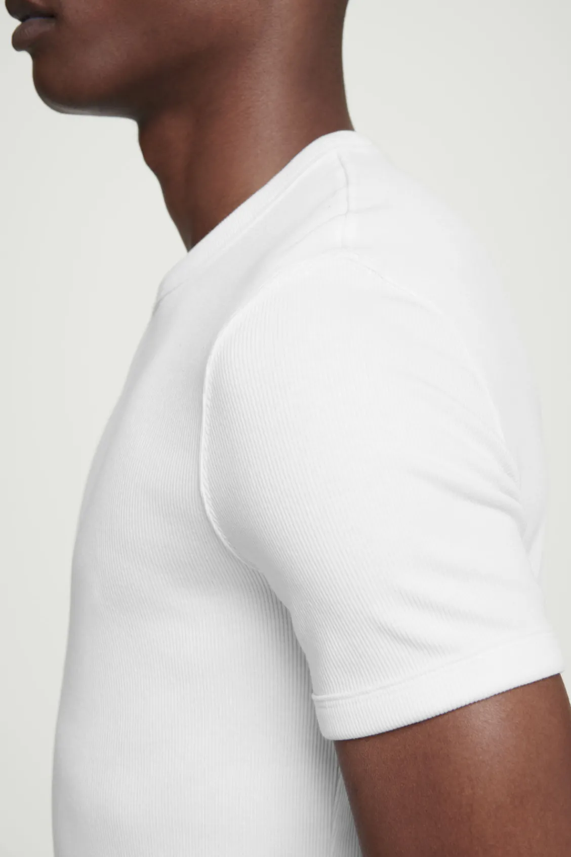 COS SLIM RIBBED COTTON T-SHIRT- T-Shirts