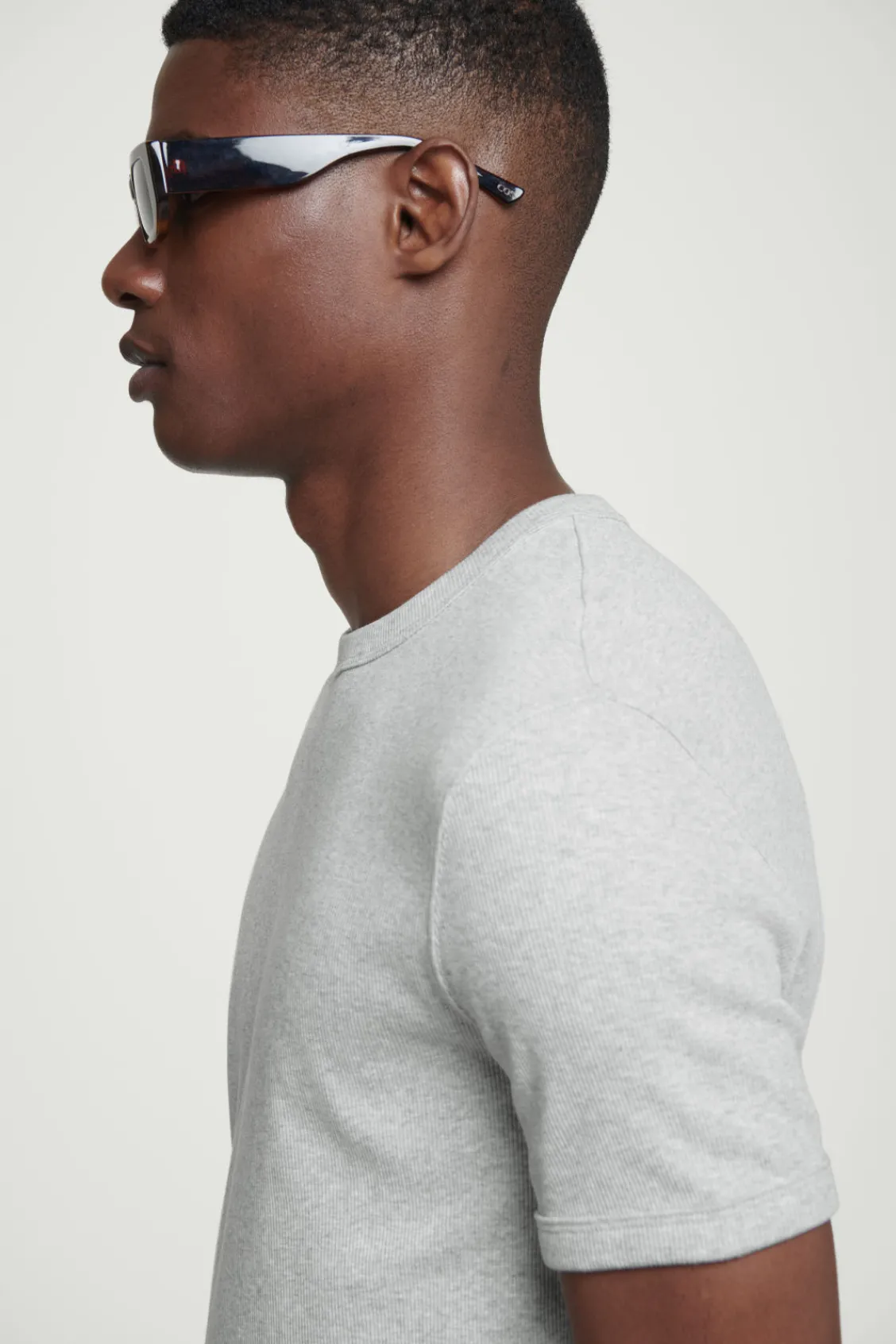COS SLIM RIBBED COTTON T-SHIRT- T-Shirts