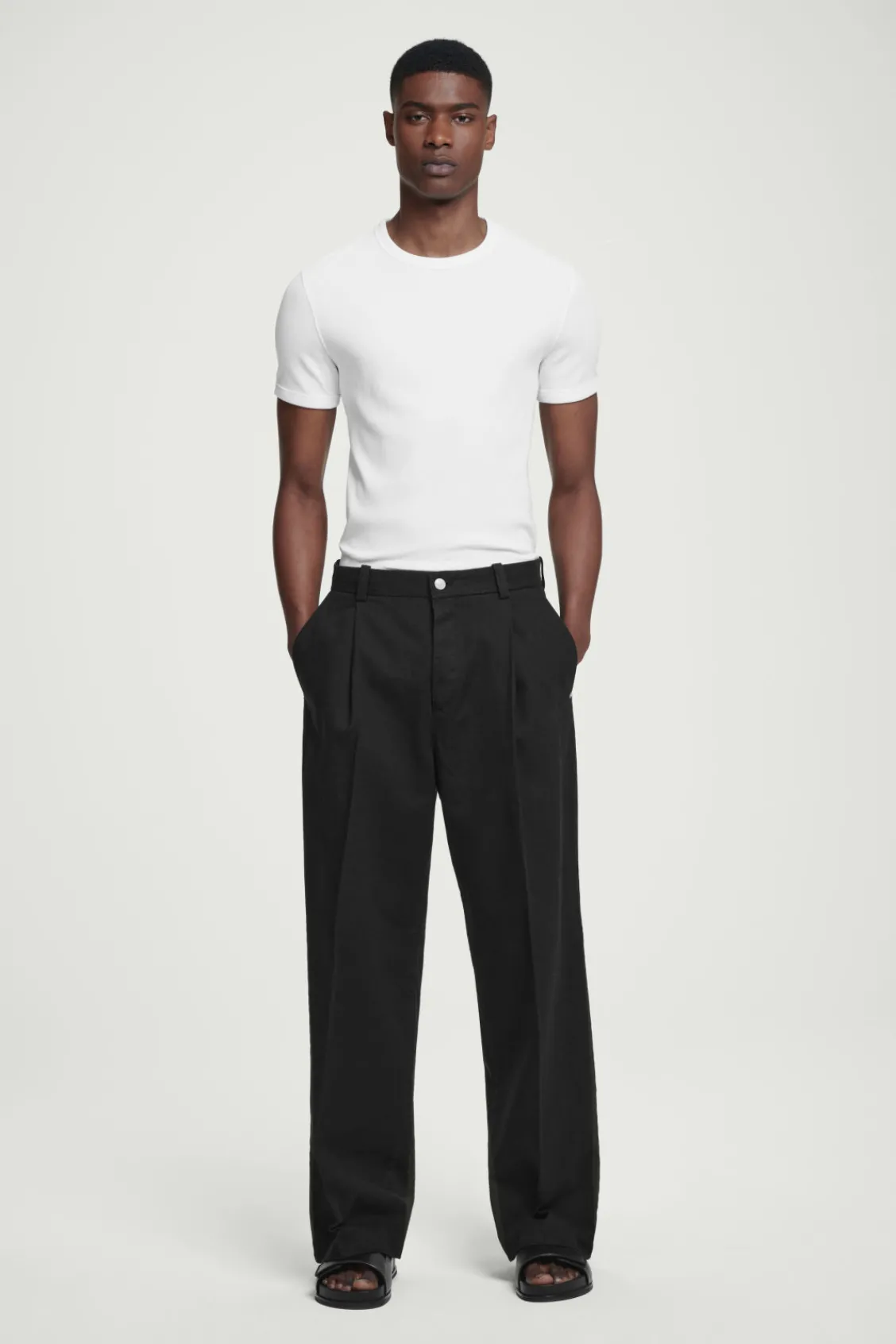 COS SLIM RIBBED COTTON T-SHIRT- T-Shirts