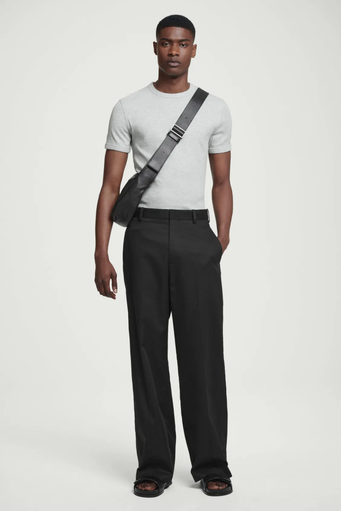 COS SLIM RIBBED COTTON T-SHIRT- T-Shirts
