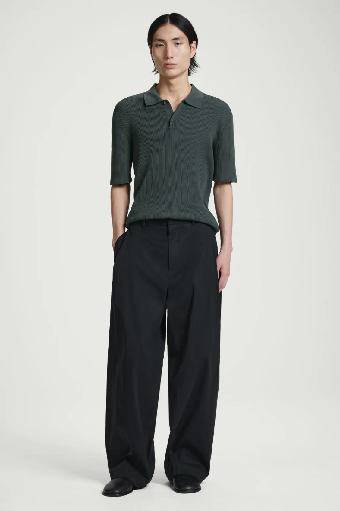 COS SLIM RIBBED-KNIT POLO SHIRT- Polo Shirts | Sweaters & Cardigans
