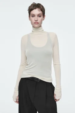 COS SLIM SILK TURTLENECK TOP-Women Tops