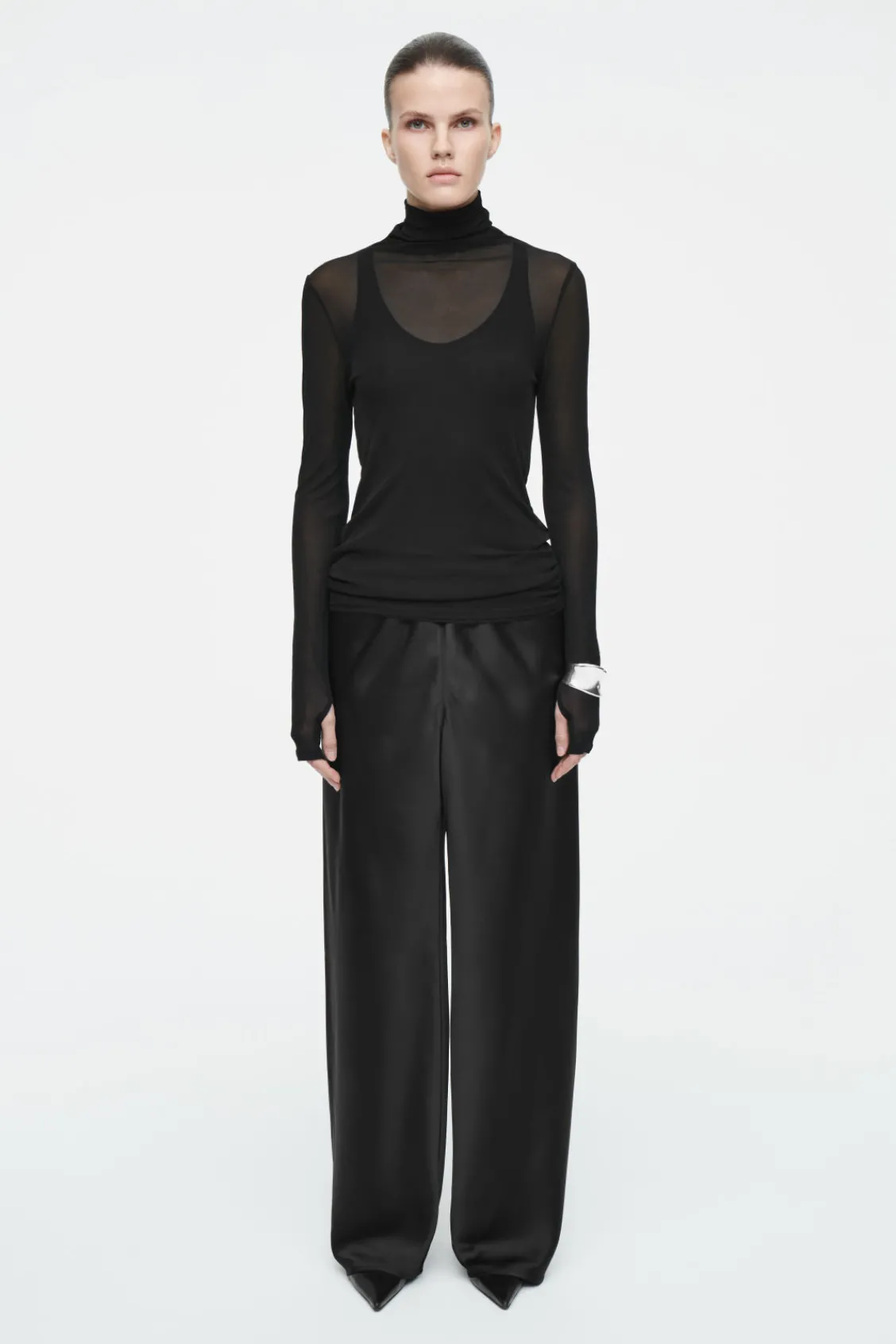 COS SLIM SILK TURTLENECK TOP-Women Tops