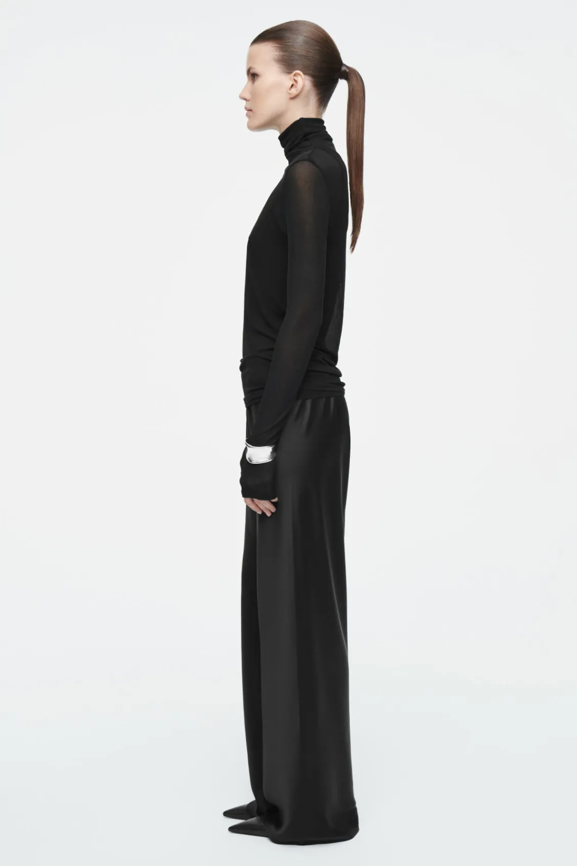 COS SLIM SILK TURTLENECK TOP-Women Tops