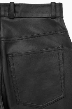 COS SLIM TAILORED FLARED LEATHER PANTS-Women Pants