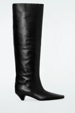COS SLOUCHED LEATHER KNEE-HIGH BOOTS-Women Shoes