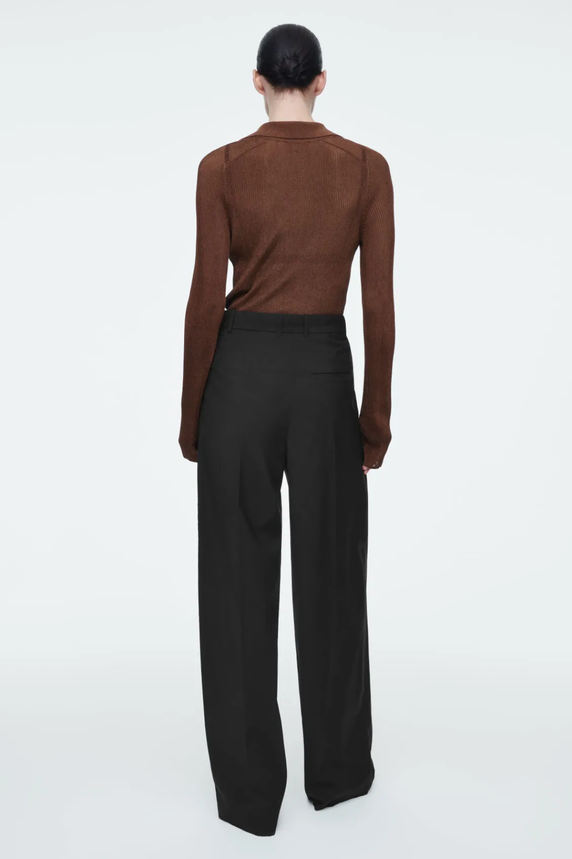 COS SPARKLY RIBBED-KNIT POLO SHIRT-Women Shirts & Blouses | Tops