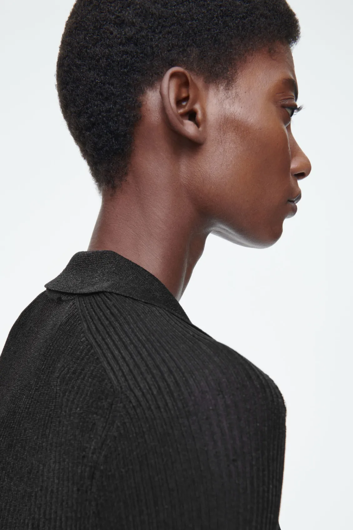 COS SPARKLY RIBBED-KNIT POLO SHIRT-Women Shirts & Blouses | Tops
