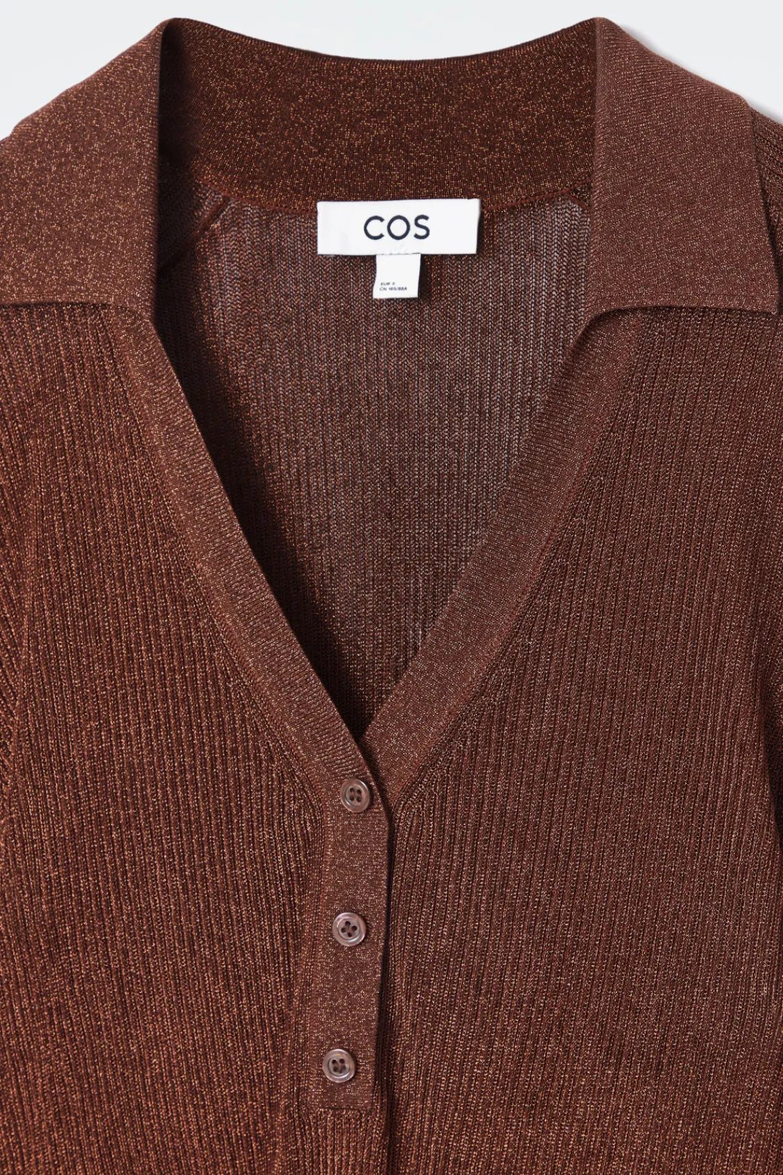 COS SPARKLY RIBBED-KNIT POLO SHIRT-Women Shirts & Blouses | Tops
