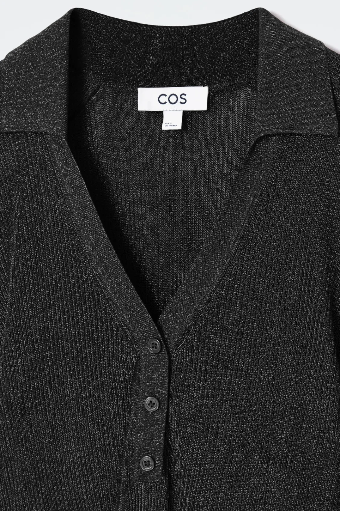 COS SPARKLY RIBBED-KNIT POLO SHIRT-Women Shirts & Blouses | Tops