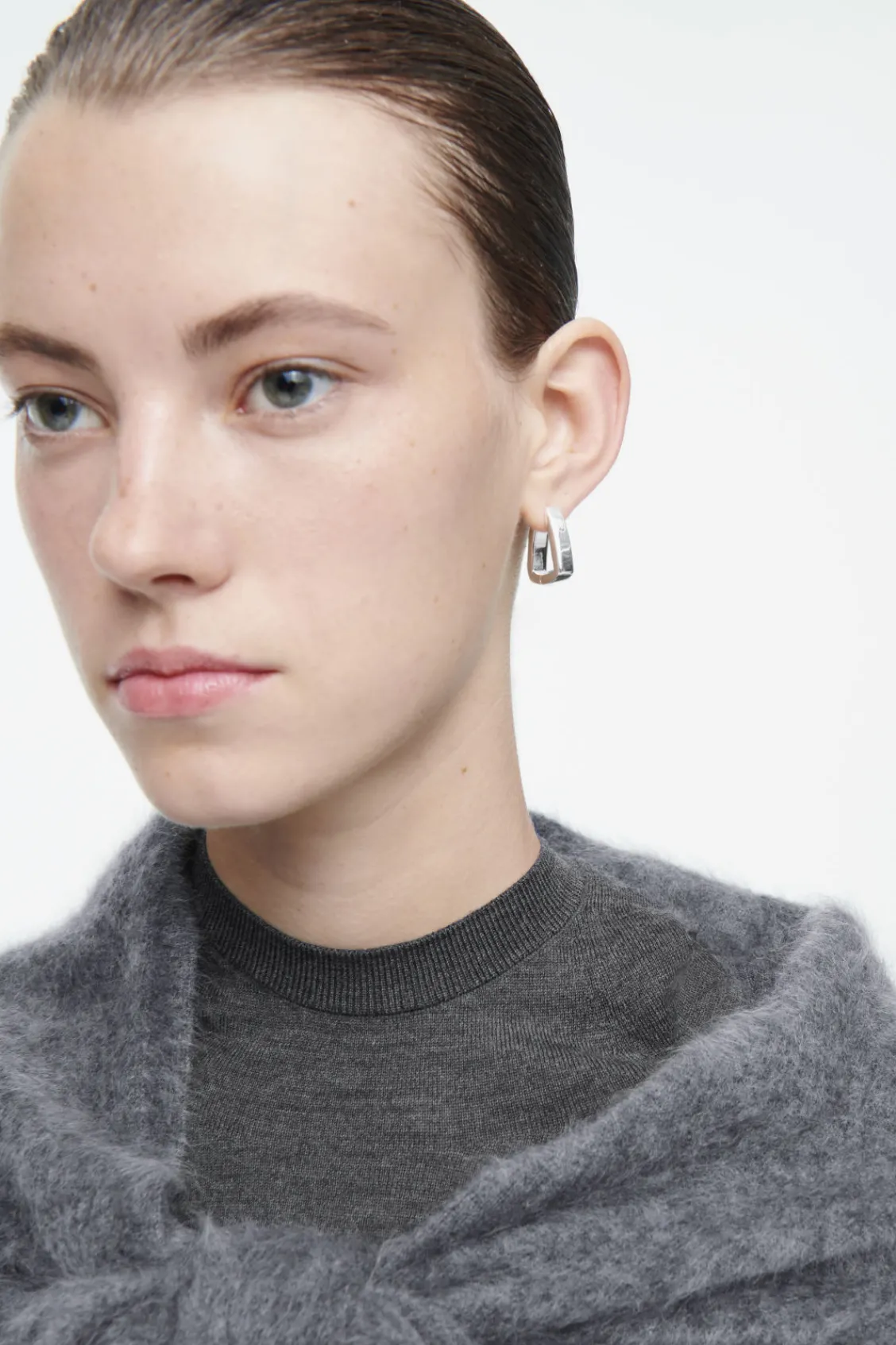 COS SQUARED HOOP EARRINGS-Women Jewelry