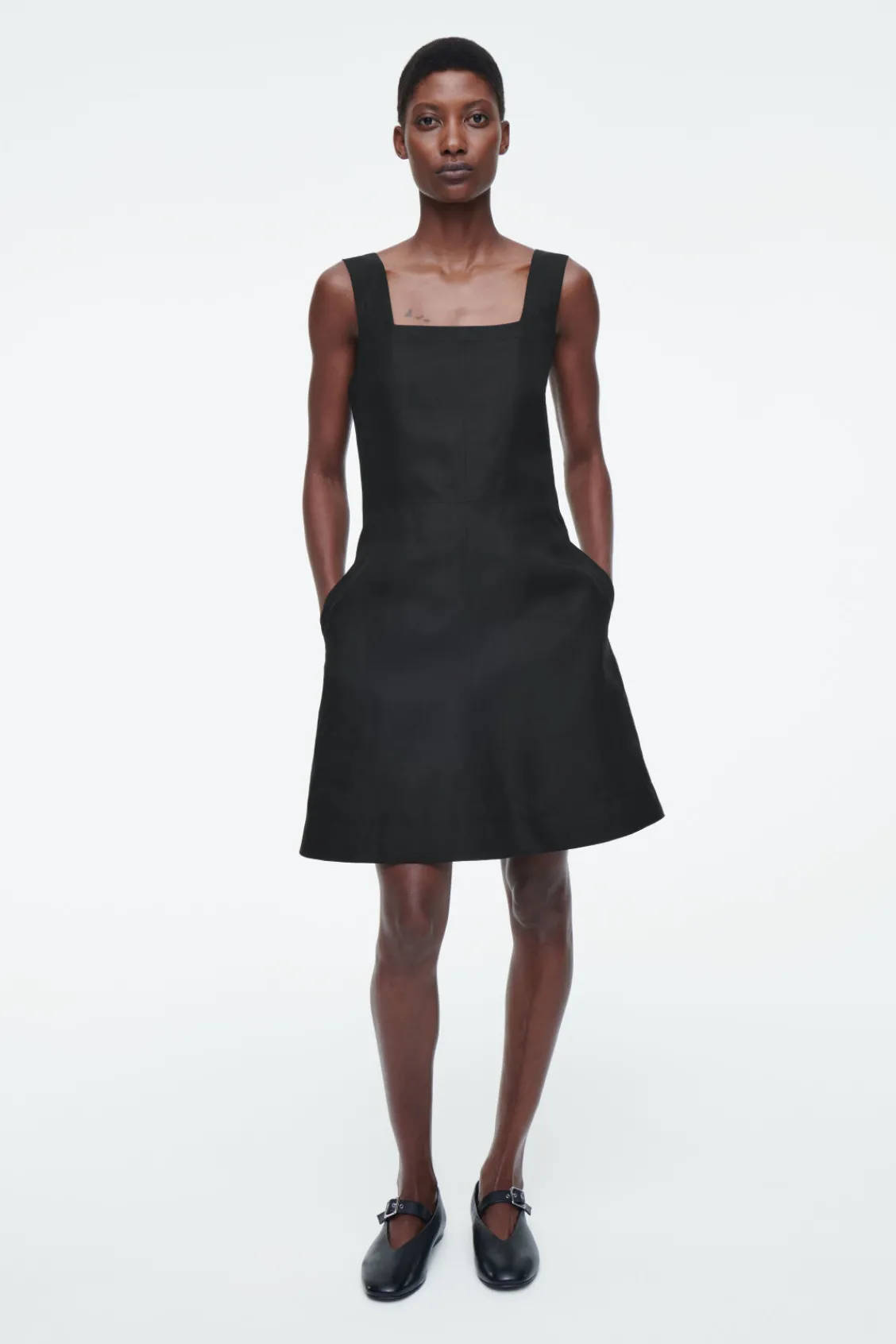 COS SQUARE-NECK MINI PINAFORE DRESS-Women Dresses & Jumpsuits
