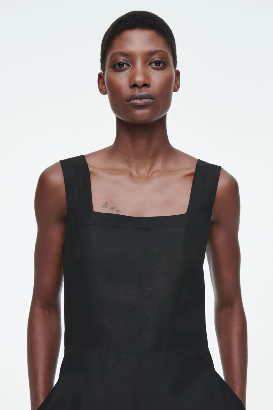COS SQUARE-NECK MINI PINAFORE DRESS-Women Dresses & Jumpsuits