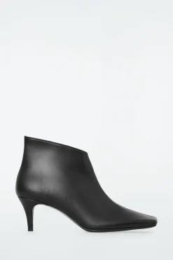 COS SQUARE-TOE LEATHER ANKLE BOOTS-Women Shoes