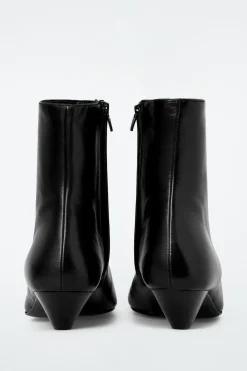 COS SQUARE-TOE LEATHER ANKLE BOOTS-Women Shoes
