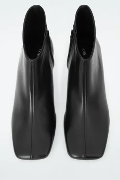 COS SQUARE-TOE LEATHER ANKLE BOOTS-Women Shoes