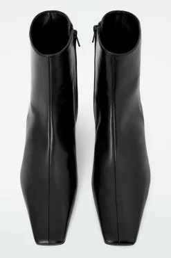 COS SQUARE-TOE LEATHER ANKLE BOOTS-Women Shoes