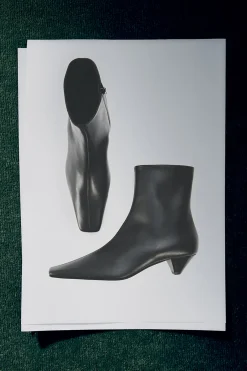 COS SQUARE-TOE LEATHER ANKLE BOOTS-Women Shoes
