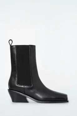 COS SQUARE-TOE LEATHER CHELSEA BOOTS-Women Shoes