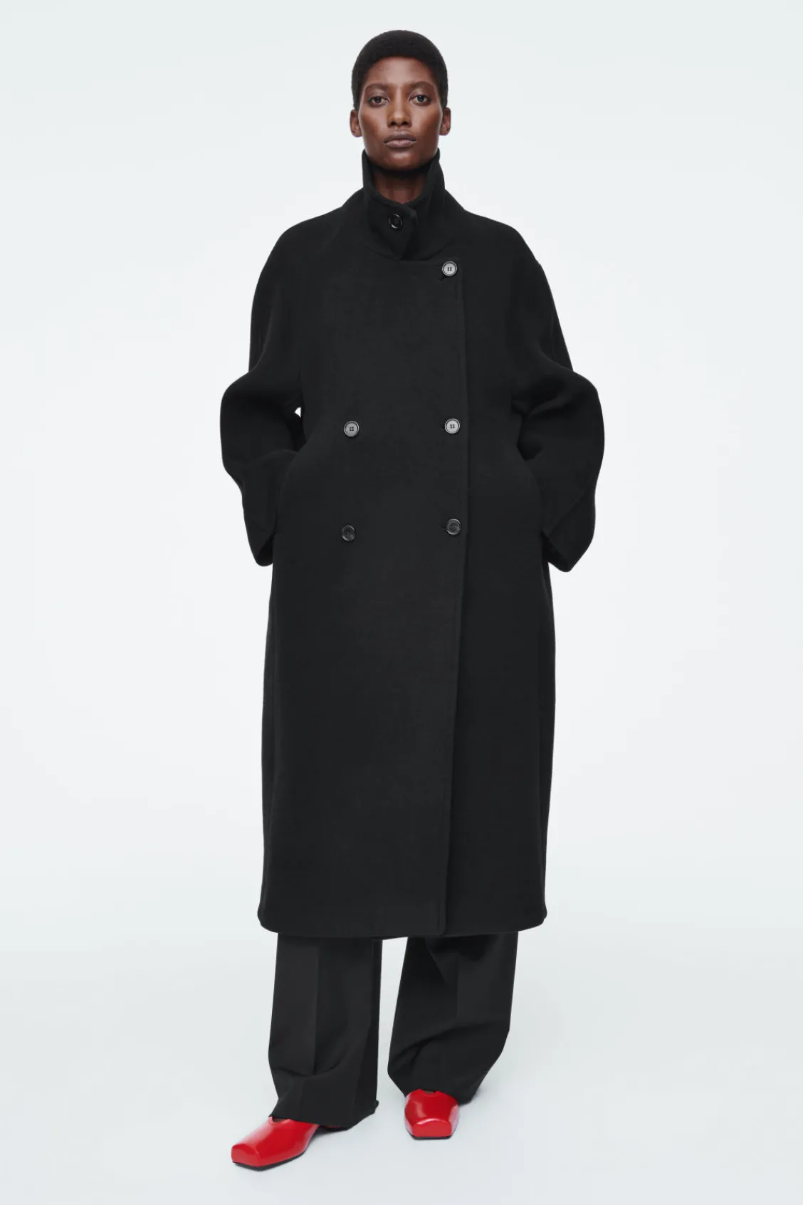 COS SQUARE-TOE LEATHER HEELED BALLET PUMPS-Women Shoes