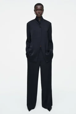 COS STAND-COLLAR SATIN TUXEDO BLAZER-Women Vests & Tailoring | Coats & Jackets
