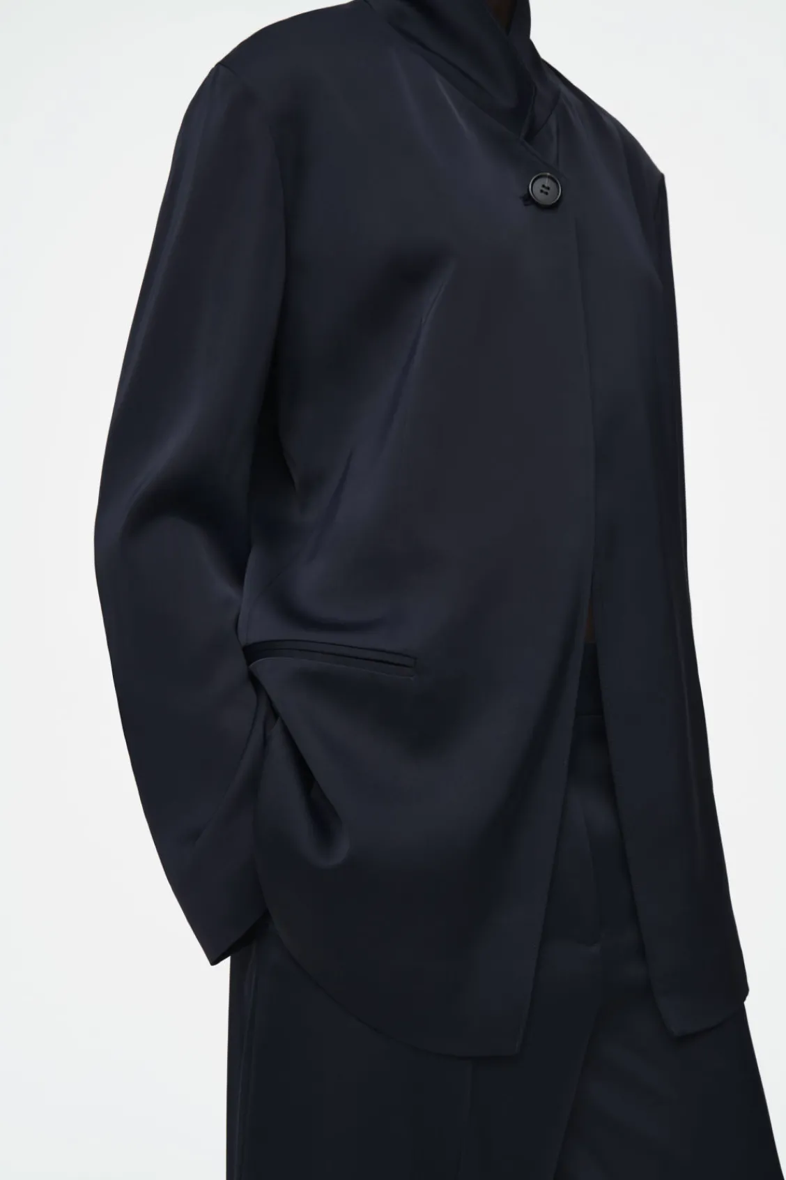 COS STAND-COLLAR SATIN TUXEDO BLAZER-Women Vests & Tailoring | Coats & Jackets