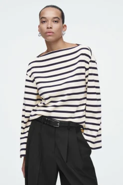 COS STRIPED BOAT-NECK TOP-Women Tops