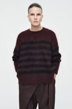 COS STRIPED BRUSHED-MOHAIR CREW-NECK SWEATER-Women Sweaters & Cardigans