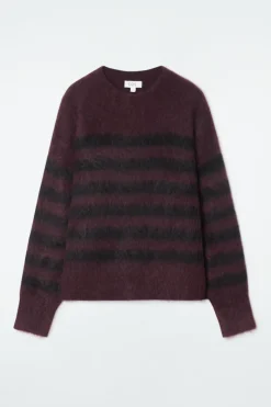COS STRIPED BRUSHED-MOHAIR CREW-NECK SWEATER-Women Sweaters & Cardigans