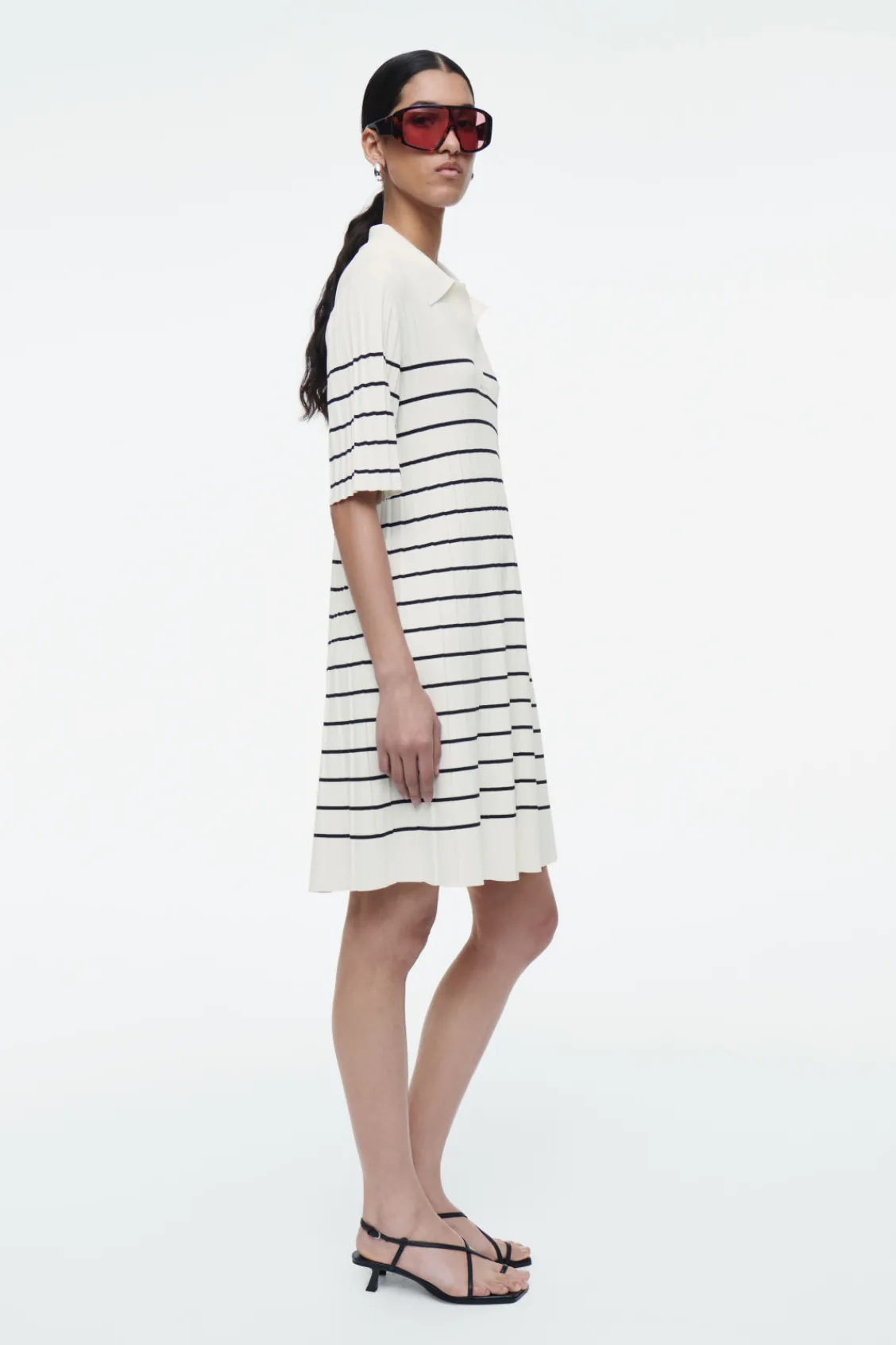 COS STRIPED KNITTED MINI POLO DRESS-Women Dresses & Jumpsuits | Sweaters & Cardigans