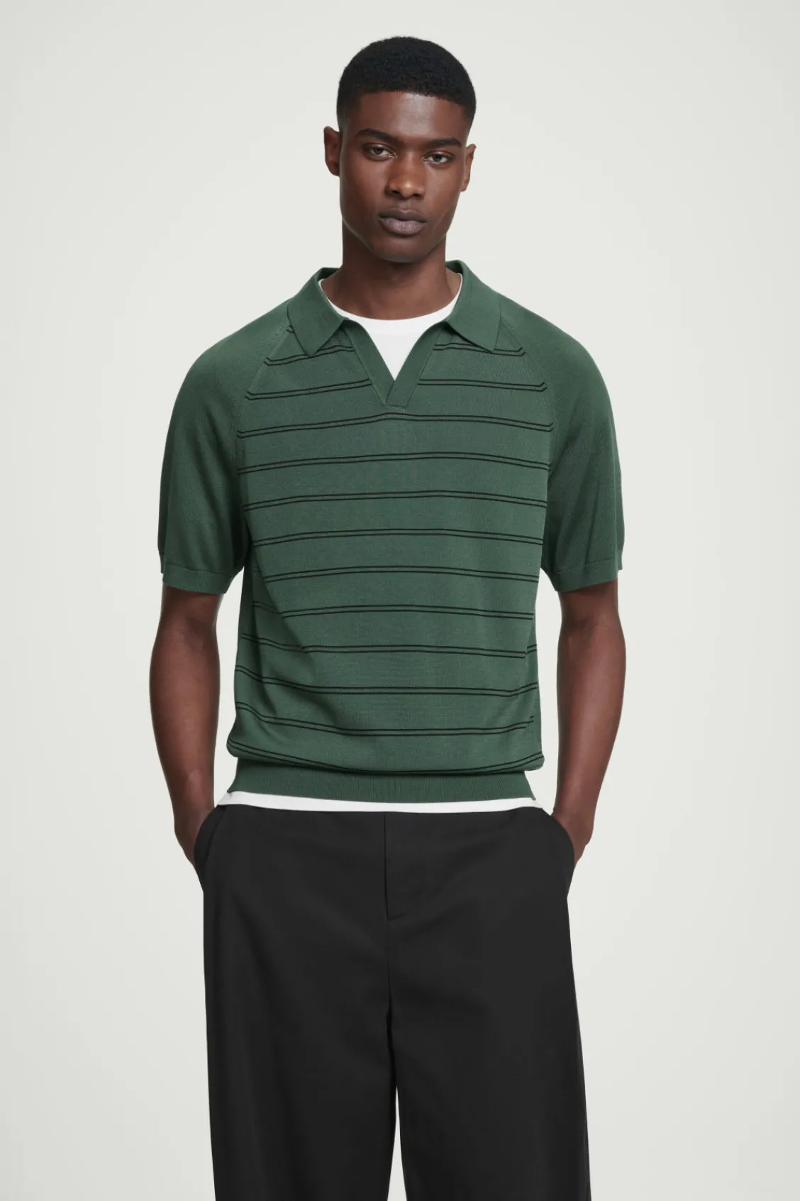 COS STRIPED KNITTED POLO SHIRT- Polo Shirts | Sweaters & Cardigans