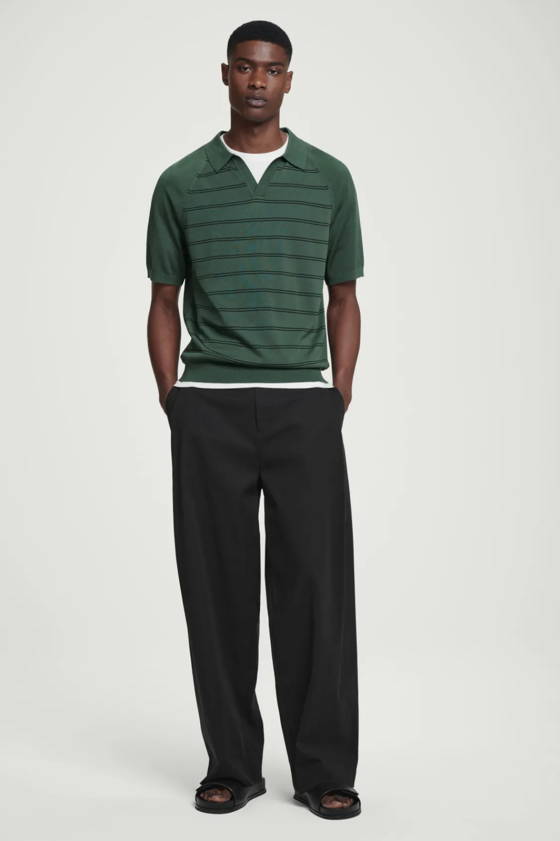 COS STRIPED KNITTED POLO SHIRT- Polo Shirts | Sweaters & Cardigans
