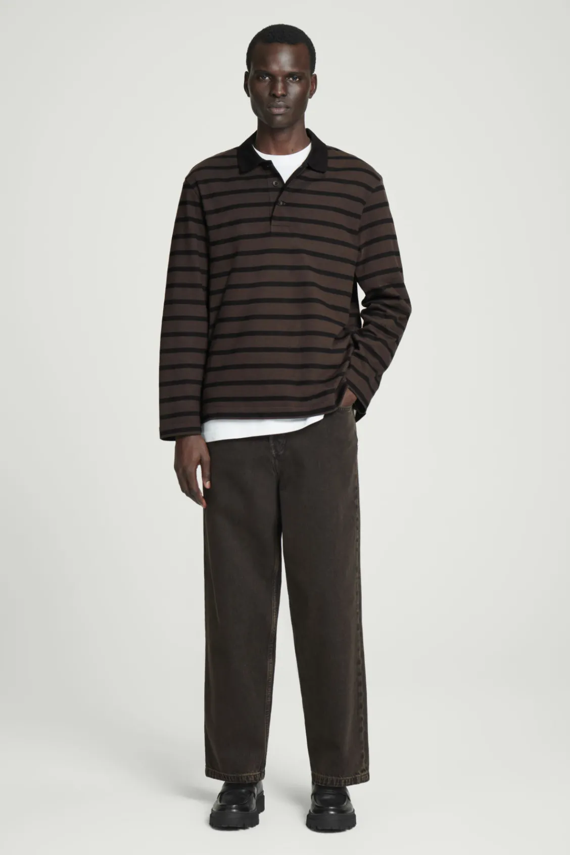 COS STRIPED LONG-SLEEVED POLO SHIRT- Polo Shirts